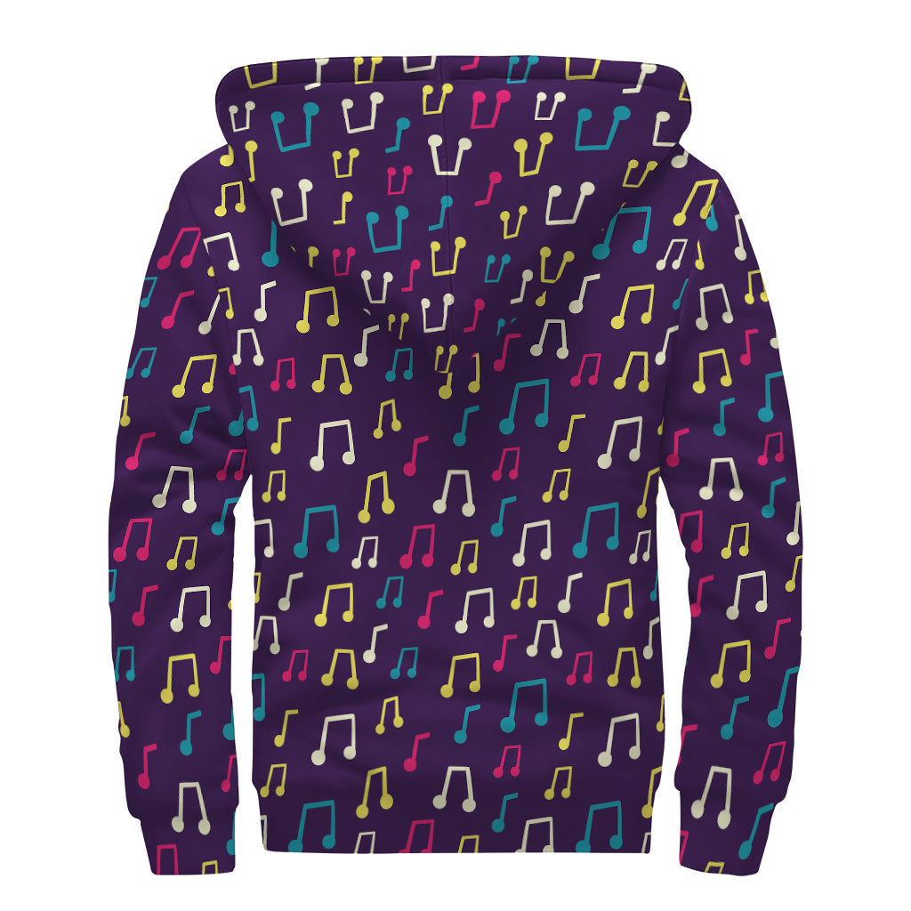 Groovy Music Notes Sherpa Hoodie for Free-Spirited Hippies - 2