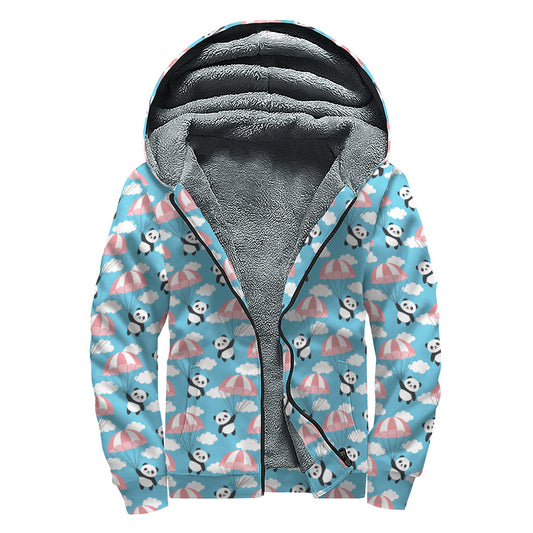 Panda Paradise: Groovy Sherpa Lined Zip Up Hoodie for Peace-Loving Hippies - 1