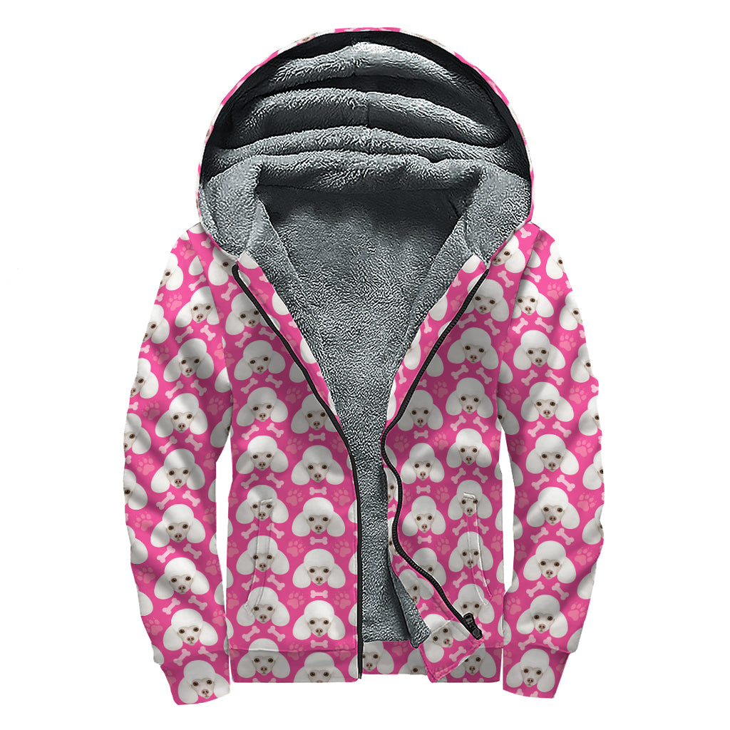 Bohemian Bliss: Hippies Sherpa Lined Zip Up Hoodie with Cute Poodle Pattern - 1