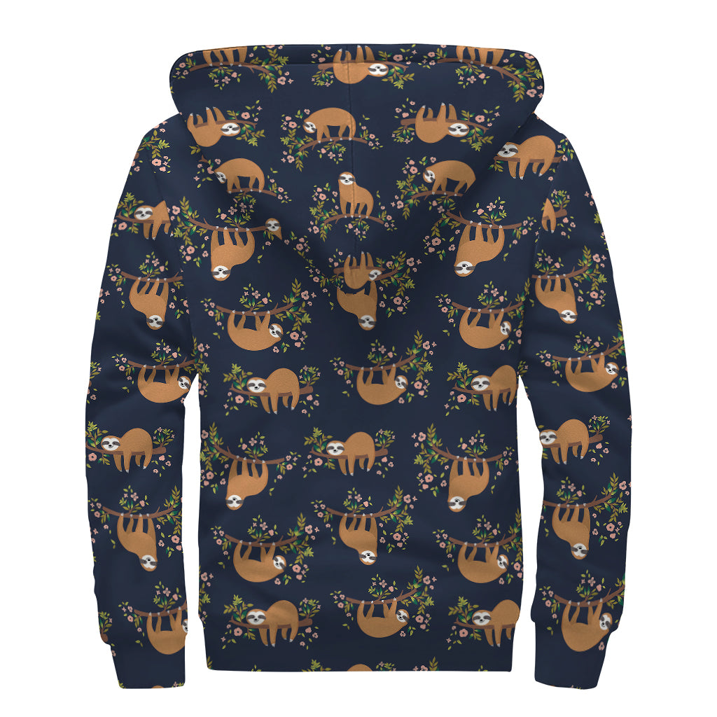Groovy Sloth Sherpa: Embrace the Hippie Vibe in this Sherpa Lined Zip Up Hoodie - 2