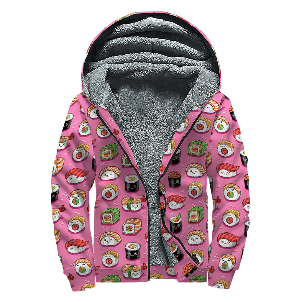 Groovy Sushi Love Sherpa Lined Zip Up Hoodie - 1