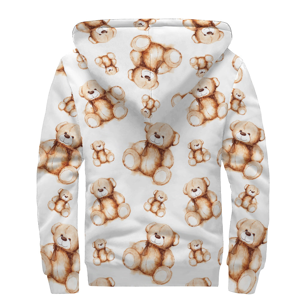 Bohemian Bliss: Sherpa-lined Zip Up Hoodie with Cute Teddy Bear Pattern - 2