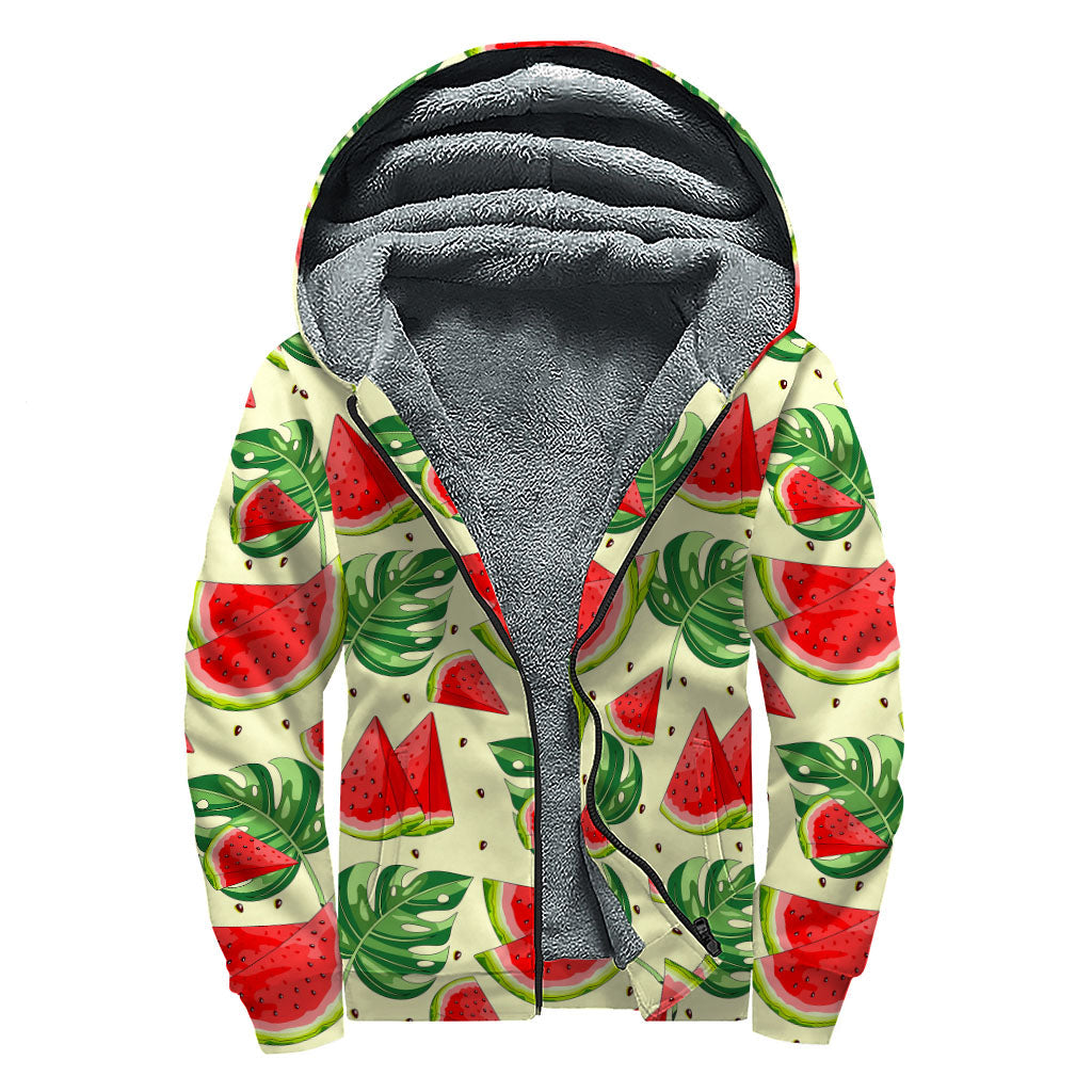 Groovy Watermelon Dreams: Sherpa-Lined Zip Up Hoodie for Hippies - 1