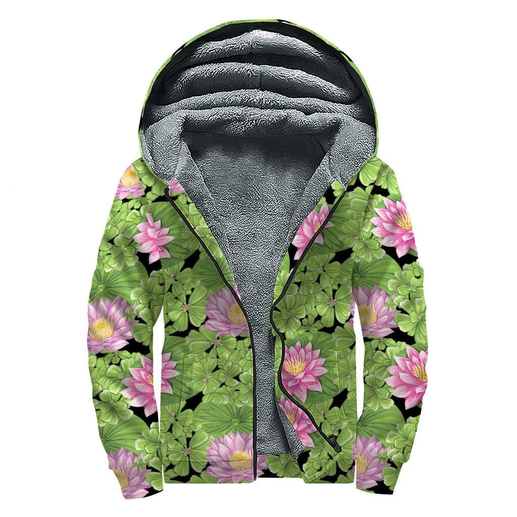 Water Lily Dreamer: Sherpa Lined Zip Up Hoodie for Groovy Hippies - 1