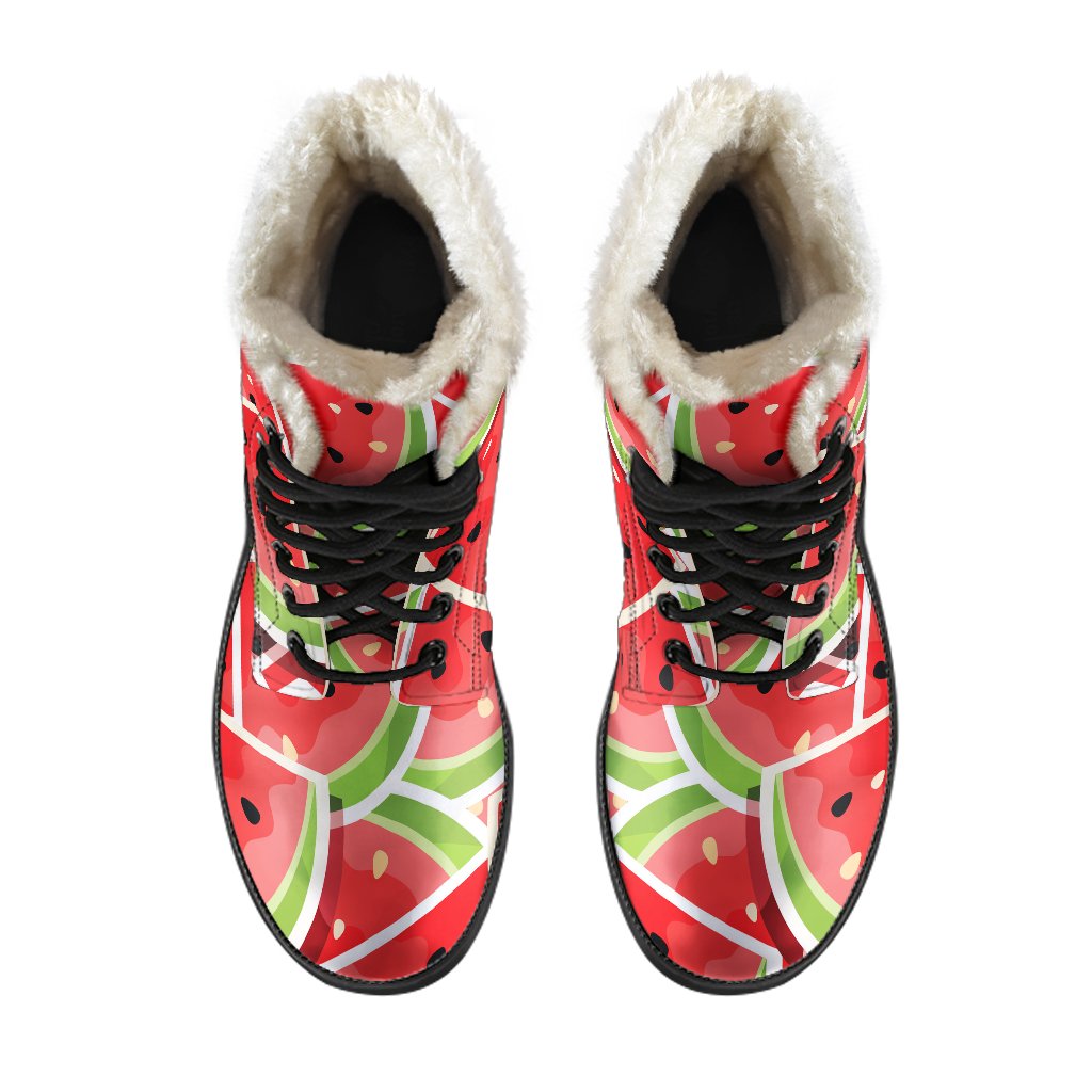 Groovy Watermelon Faux Fur Leather Boots for Cosmic Hippies - 4