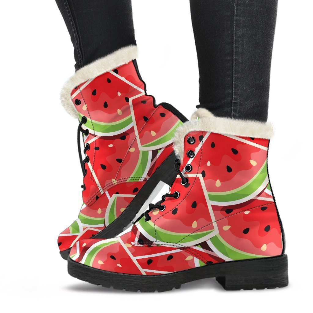 Groovy Watermelon Faux Fur Leather Boots for Cosmic Hippies - 1