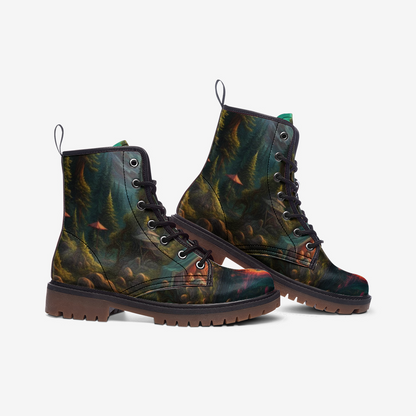 Emerald Blossoms - Stunning Mountain Landscape Casual Leather Lightweight Boots For Hippies