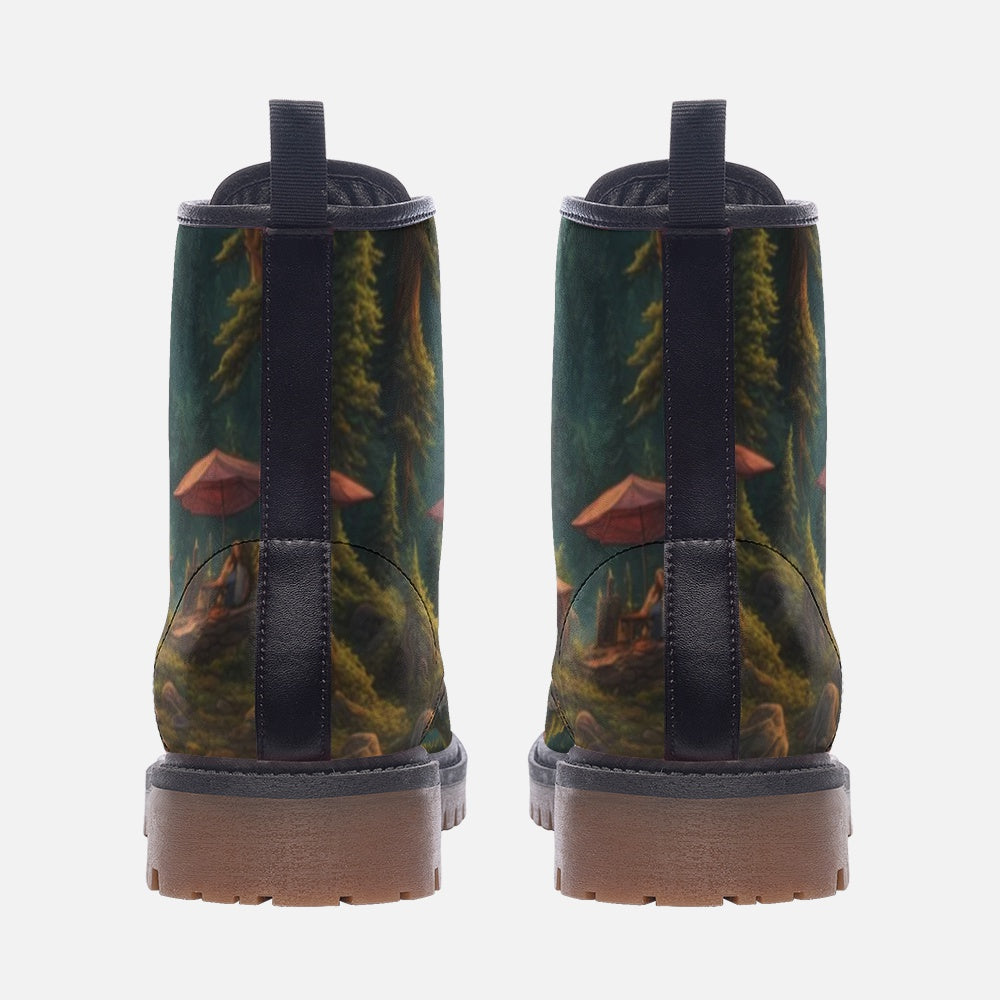 Emerald Blossoms - Stunning Mountain Landscape Casual Leather Lightweight Boots For Hippies