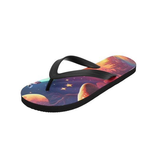 Emerald Blossoms - Miracle World Print On Unisex Flip Flops For Hippies