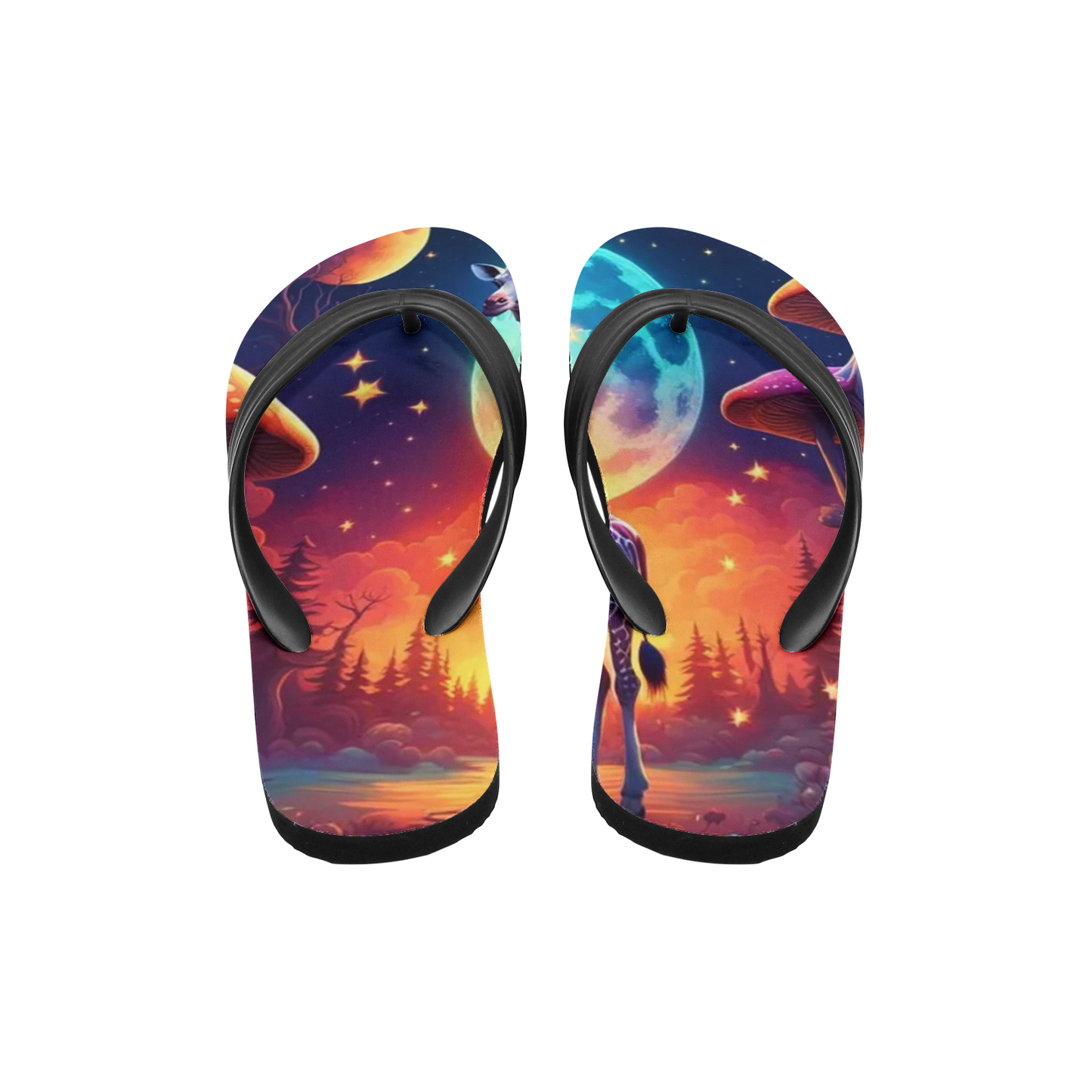 Emerald Blossoms - Miracle World Print On Unisex Flip Flops For Hippies