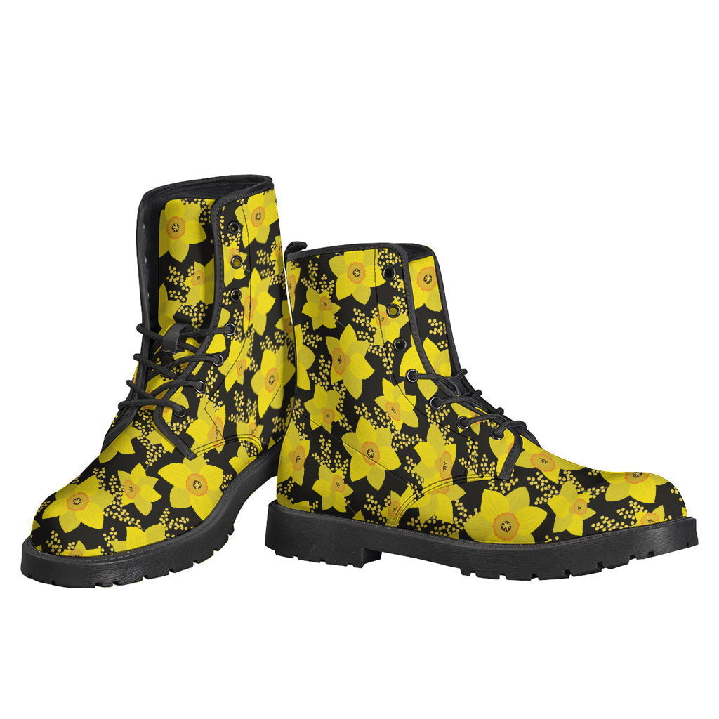 Daffodil and Mimosa Print Leather Hippie Boots for Your Inner Flower Child - 3