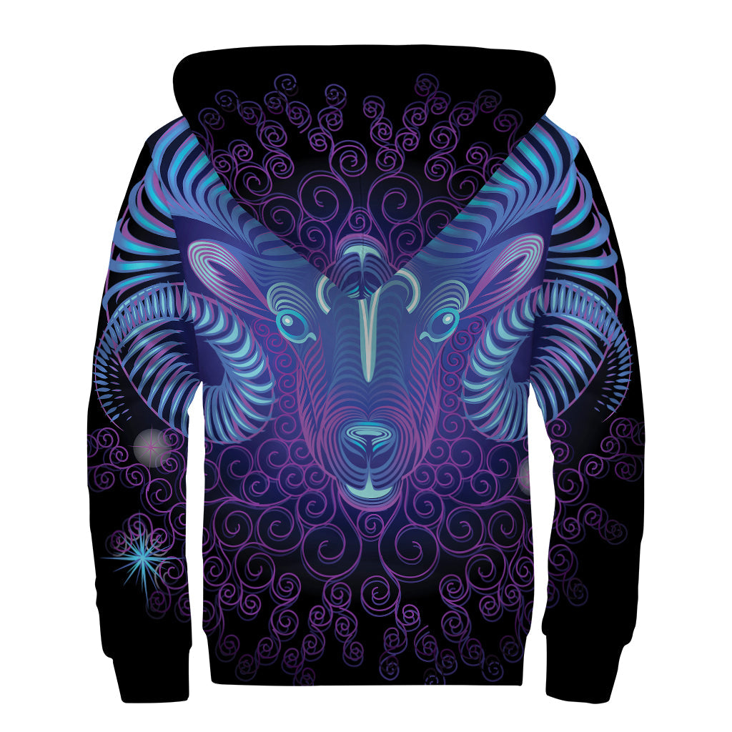 Dark Aries Zodiac Sherpa Hoodie: Embrace Your Inner Hippie - 2