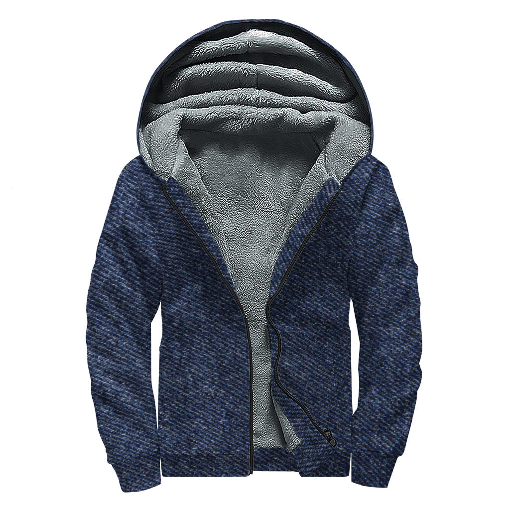 Groovy Denim Dreams: Sherpa Lined Zip Up Hoodie for Free Spirits - 1