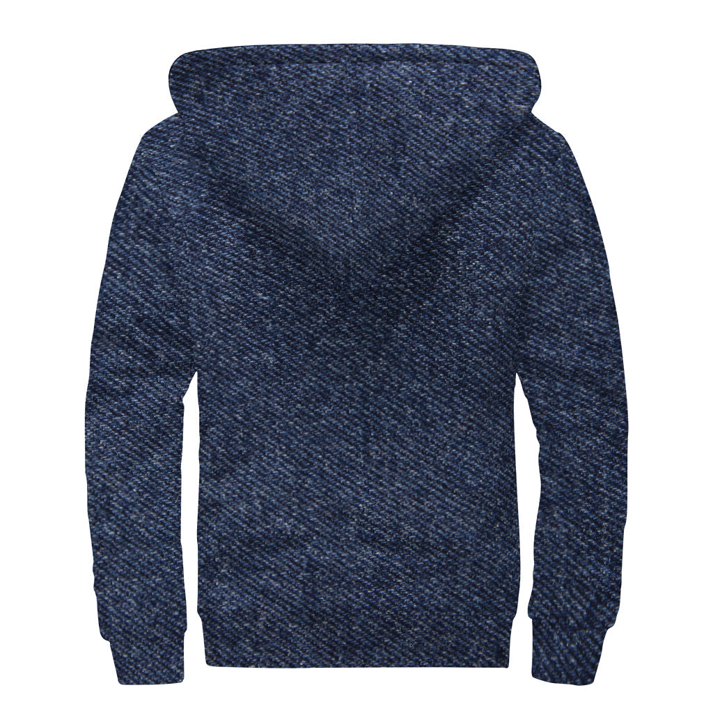 Groovy Denim Dreams: Sherpa Lined Zip Up Hoodie for Free Spirits - 2