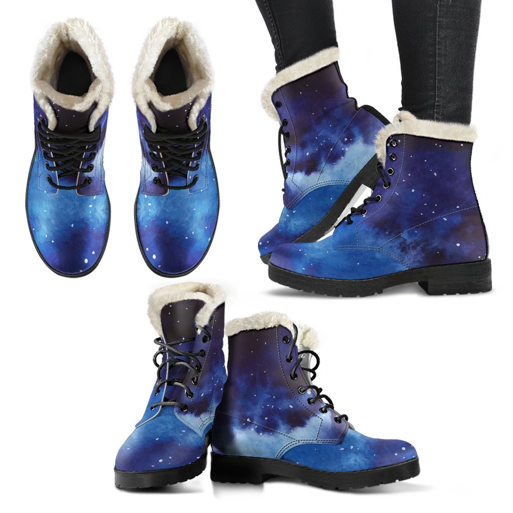 Galactic Peace Faux Fur Leather Boots for the Free-Spirited Hippie - 2