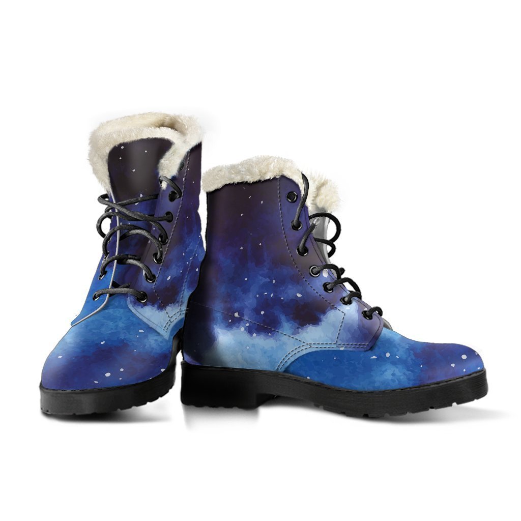 Galactic Peace Faux Fur Leather Boots for the Free-Spirited Hippie - 3