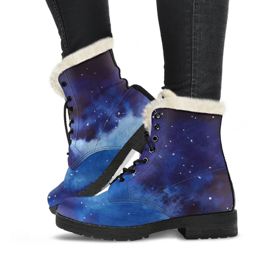 Galactic Peace Faux Fur Leather Boots for the Free-Spirited Hippie - 1