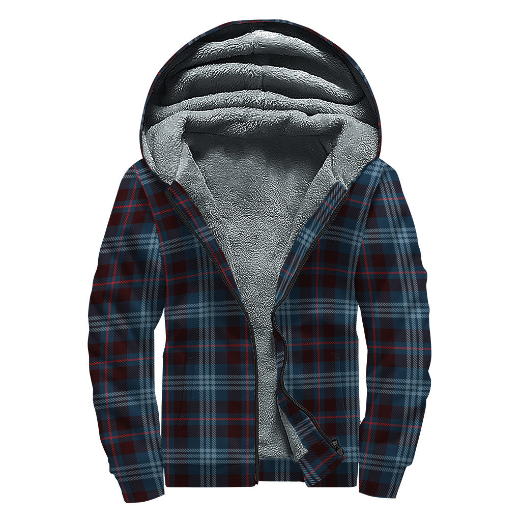 Dark Blue Tartan Pattern Print Sherpa Lined Zip Up Hoodie - Embrace Your Inner Hippie - 1