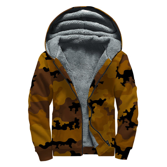 Dreamy Camouflage Bliss: Sherpa Lined Zip Up Hoodie for Free-Spirited Hippies - 1