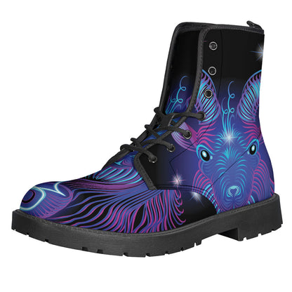 Groovy Capricorn Zodiac Leather Festival Boots - 1