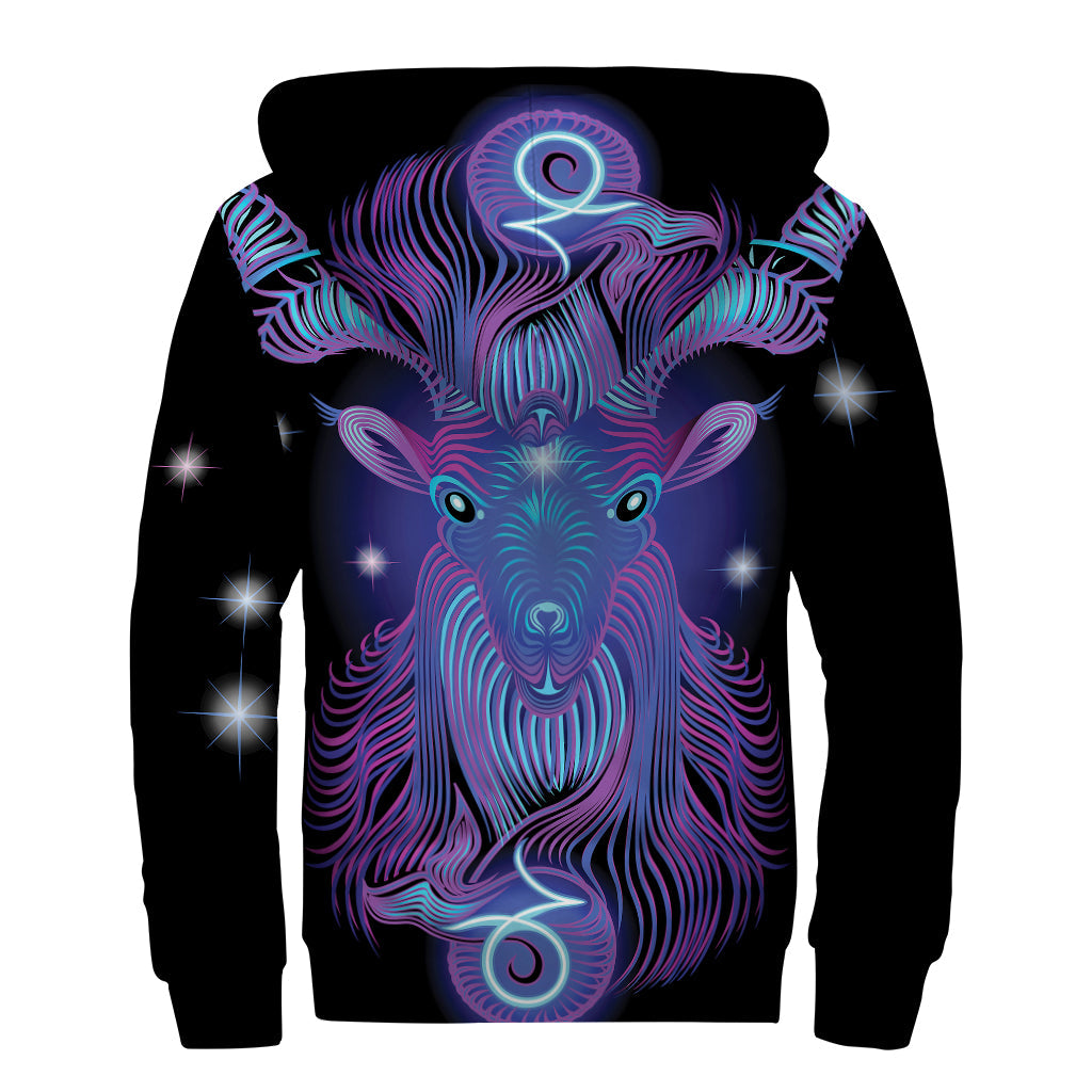 Dark Capricorn Zodiac Sign Sherpa Hoodie for the Free Spirited Hippie - 2