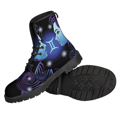 Dark Gemini Zodiac Sign Leather Boots for the Enlightened Hippie - 2