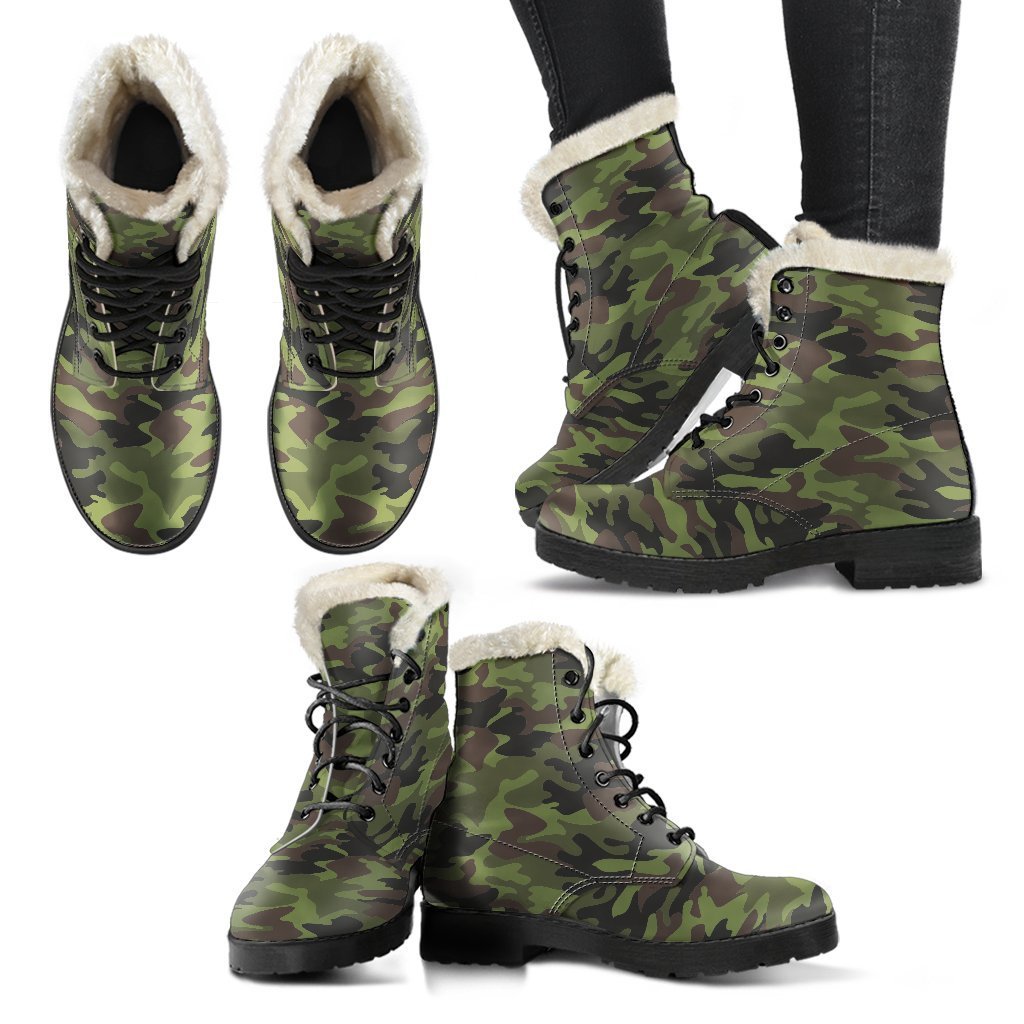 Groovy Camouflage Faux Fur Leather Boots for the Earthy Hippie - 2