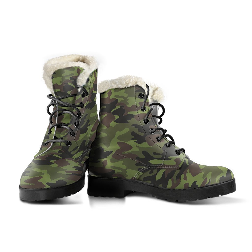 Groovy Camouflage Faux Fur Leather Boots for the Earthy Hippie - 3