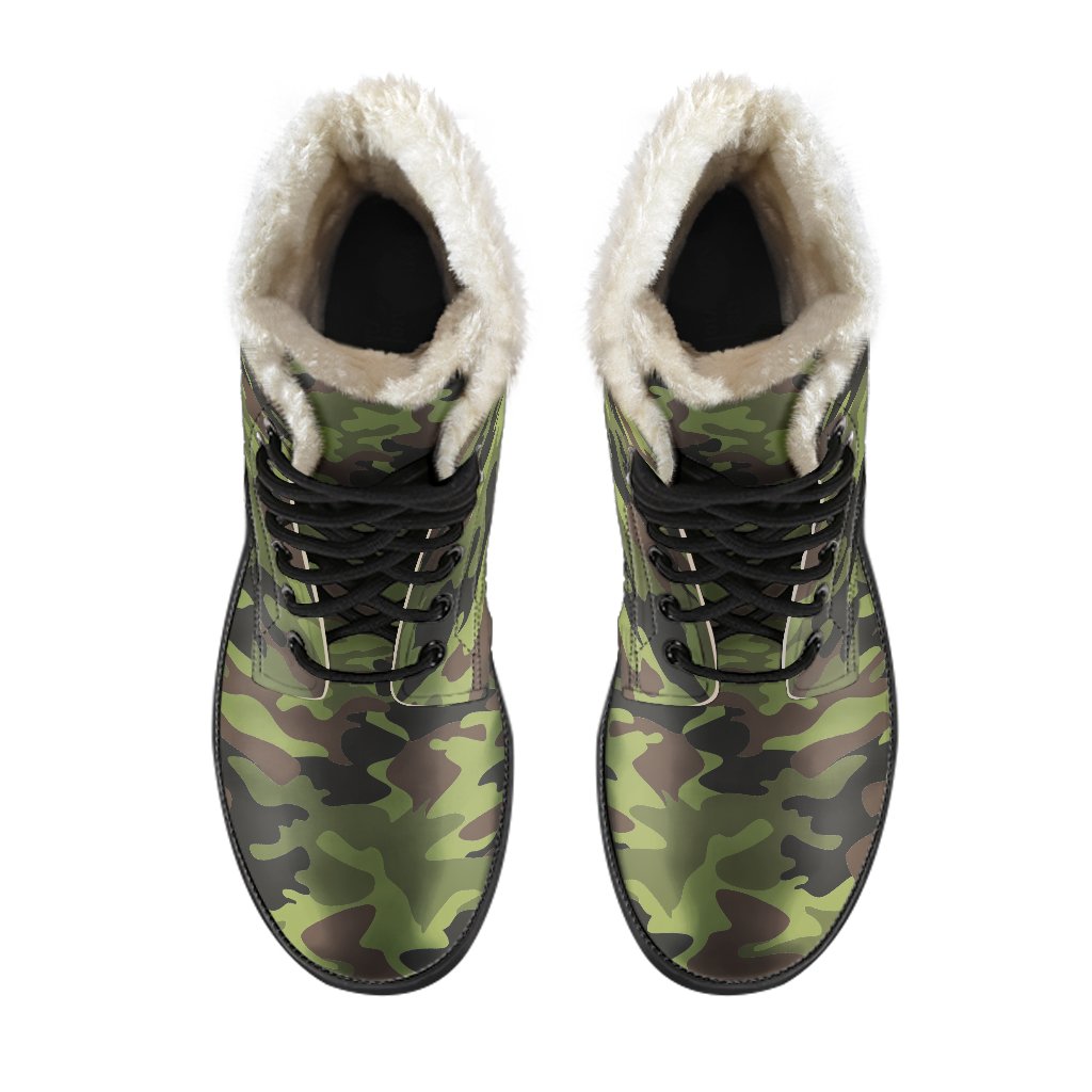 Groovy Camouflage Faux Fur Leather Boots for the Earthy Hippie - 4