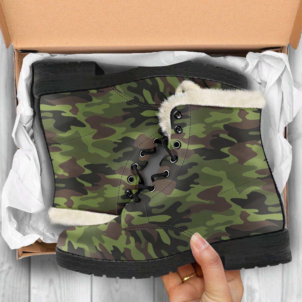 Groovy Camouflage Faux Fur Leather Boots for the Earthy Hippie - 5