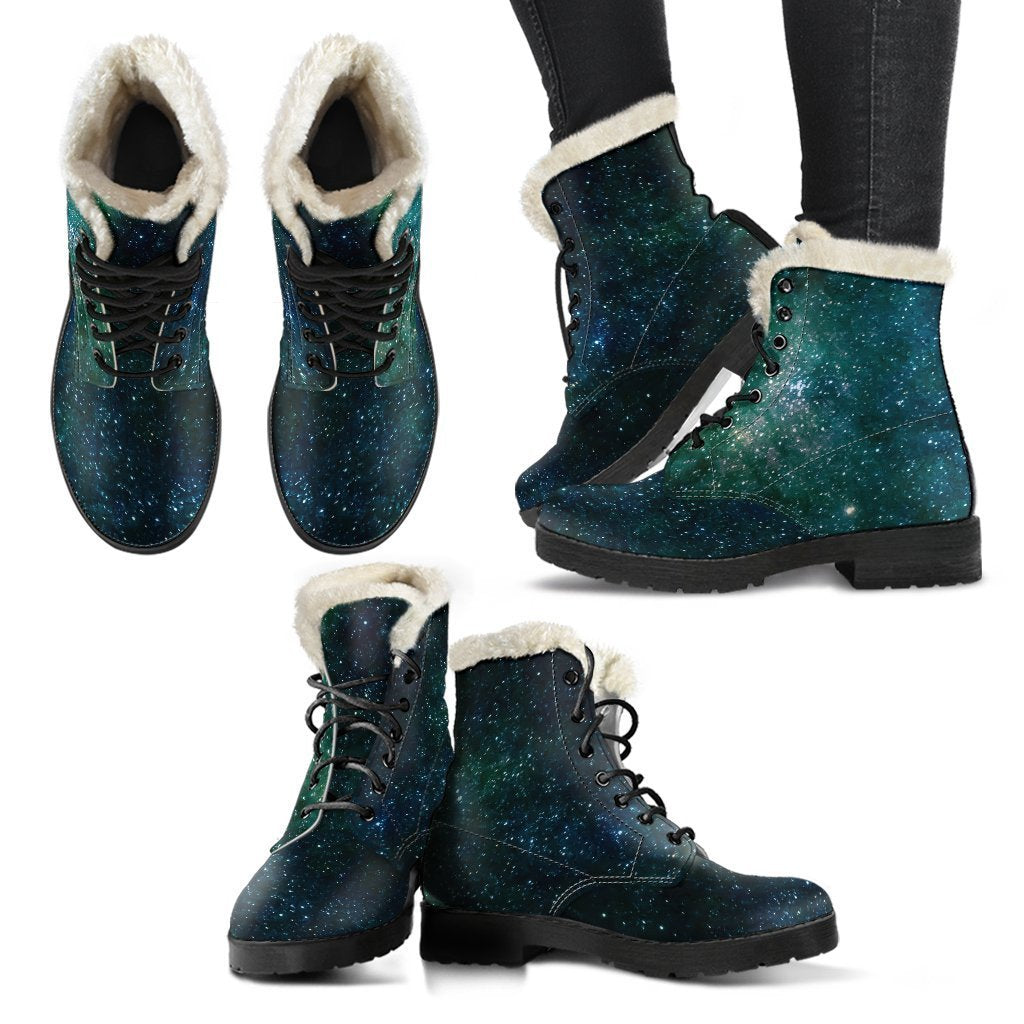 Galaxy Dreamin' Faux Fur Leather Boots for Hippies - 2