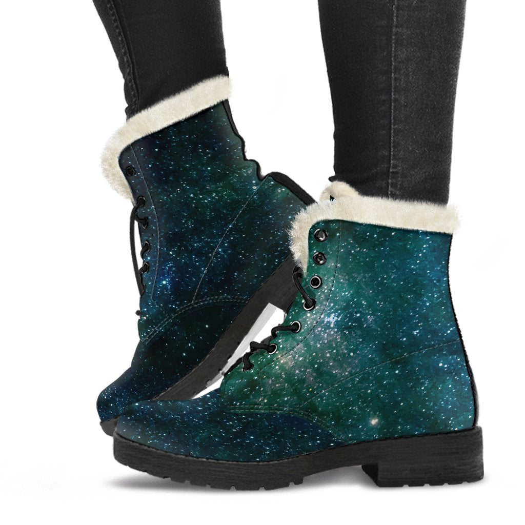 Galaxy Dreamin' Faux Fur Leather Boots for Hippies - 1