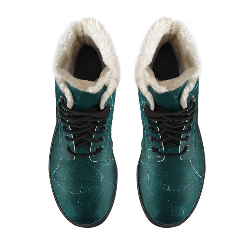 Groovy Green Faux Fur Leather Boots - Walkin' in Style with Hippie Vibes - 4