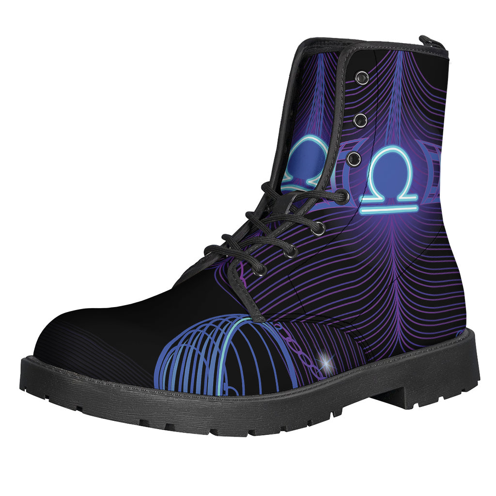 Boho Chic: Dark Libra Zodiac Sign Leather Boots for the Free-Spirited Hippie - 1