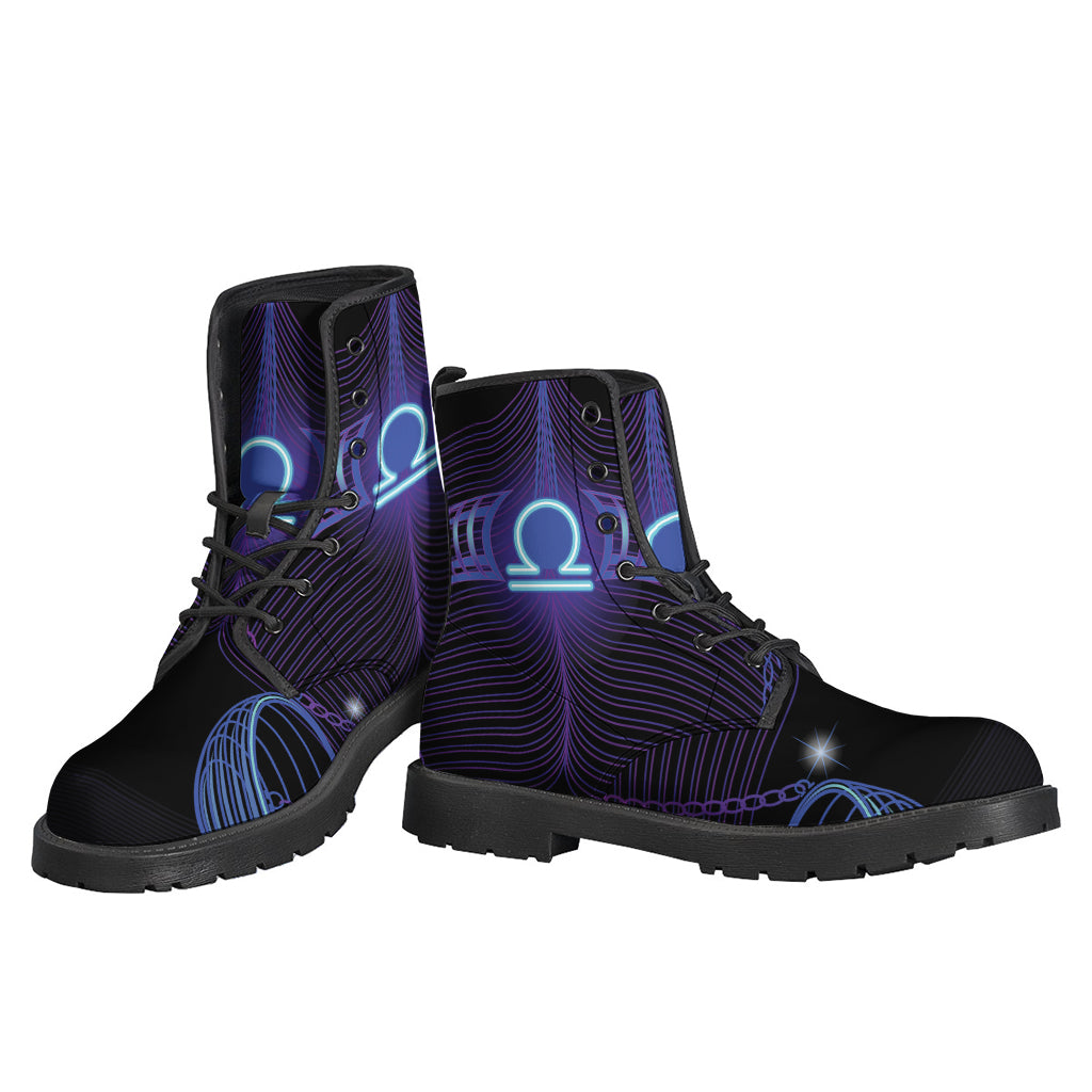 Boho Chic: Dark Libra Zodiac Sign Leather Boots for the Free-Spirited Hippie - 3