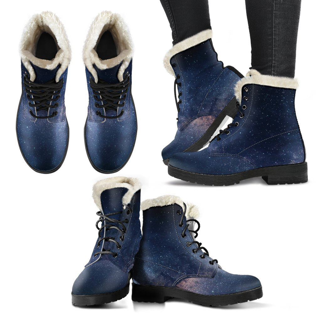 Galactic Vibes: Faux Fur Leather Boots for the Free-Spirited Hippie - 2