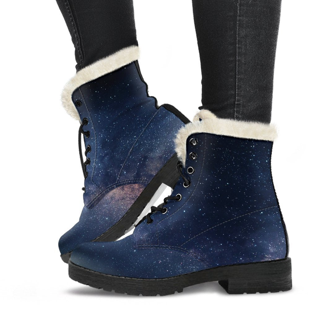 Galactic Vibes: Faux Fur Leather Boots for the Free-Spirited Hippie - 1