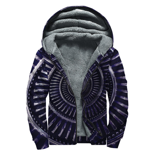 Metal Spiral Print Sherpa Lined Zip Up Hoodie for the Ultimate Hippie Style - 1