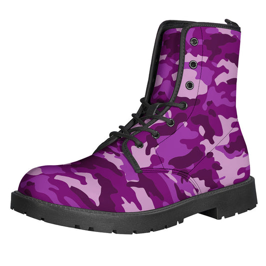 Groovy Camouflage Print Leather Boots for the Free-Spirited Hippie - 1