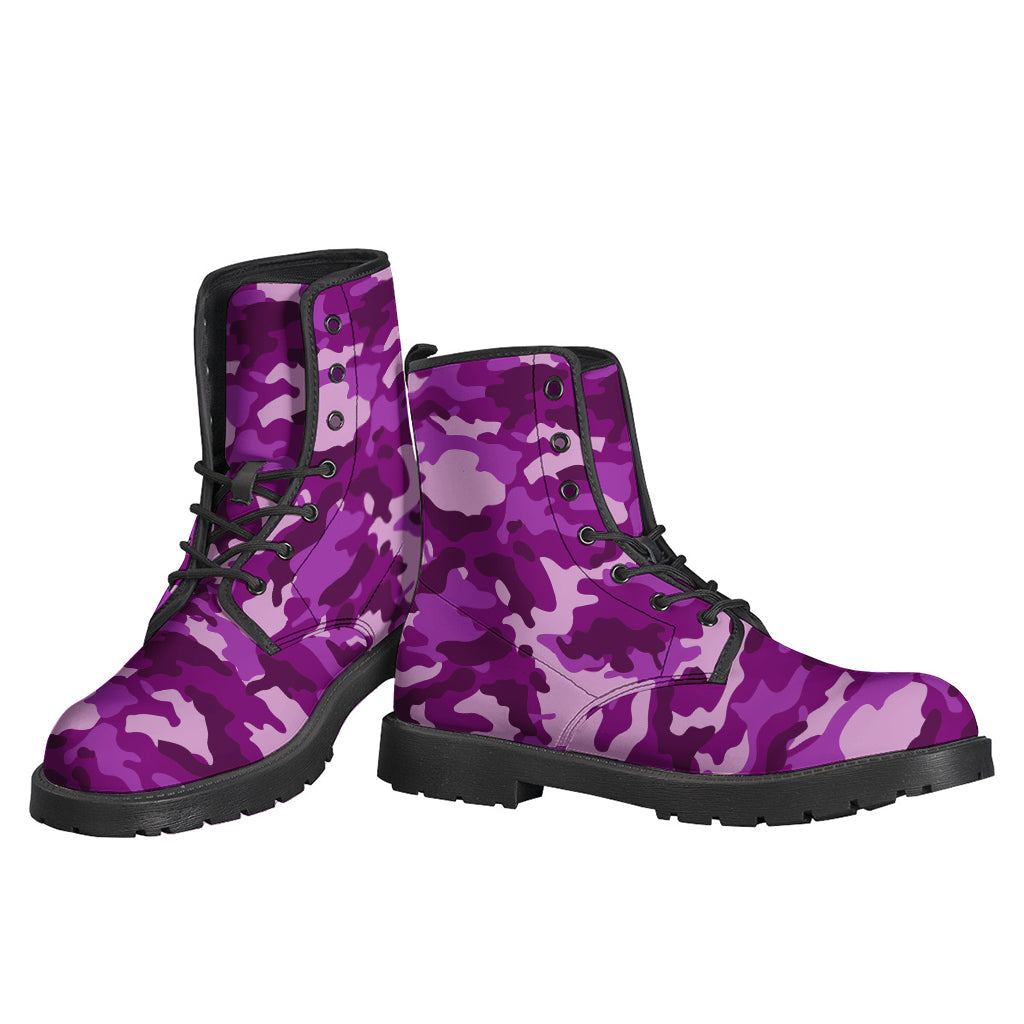 Groovy Camouflage Print Leather Boots for the Free-Spirited Hippie - 3