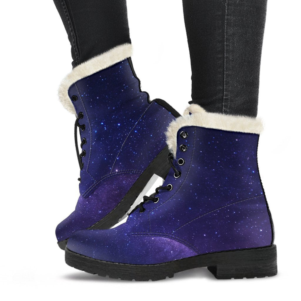 Groovy Galaxy Faux Fur Leather Boots for the Modern Hippie - 1