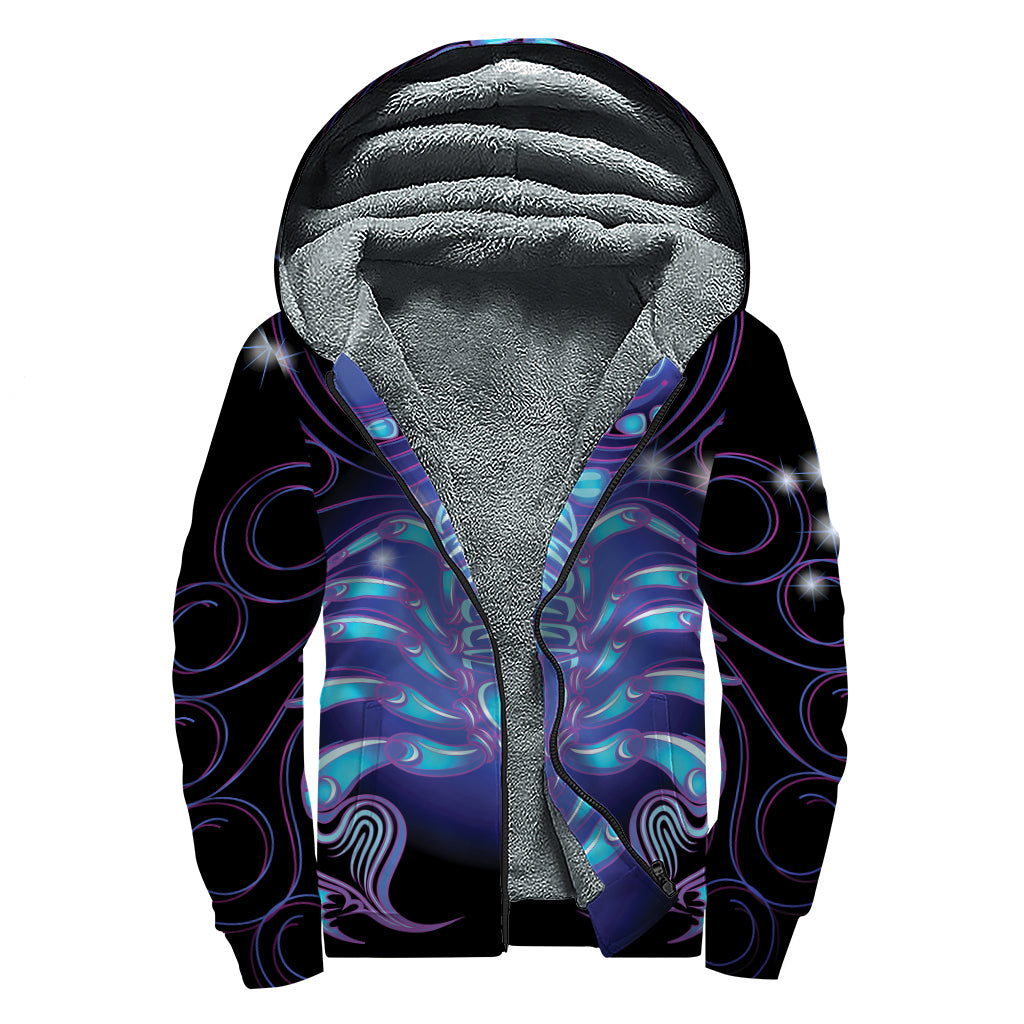 Dark Scorpio Zodiac Sherpa Hoodie for Cosmic Hippies - 1