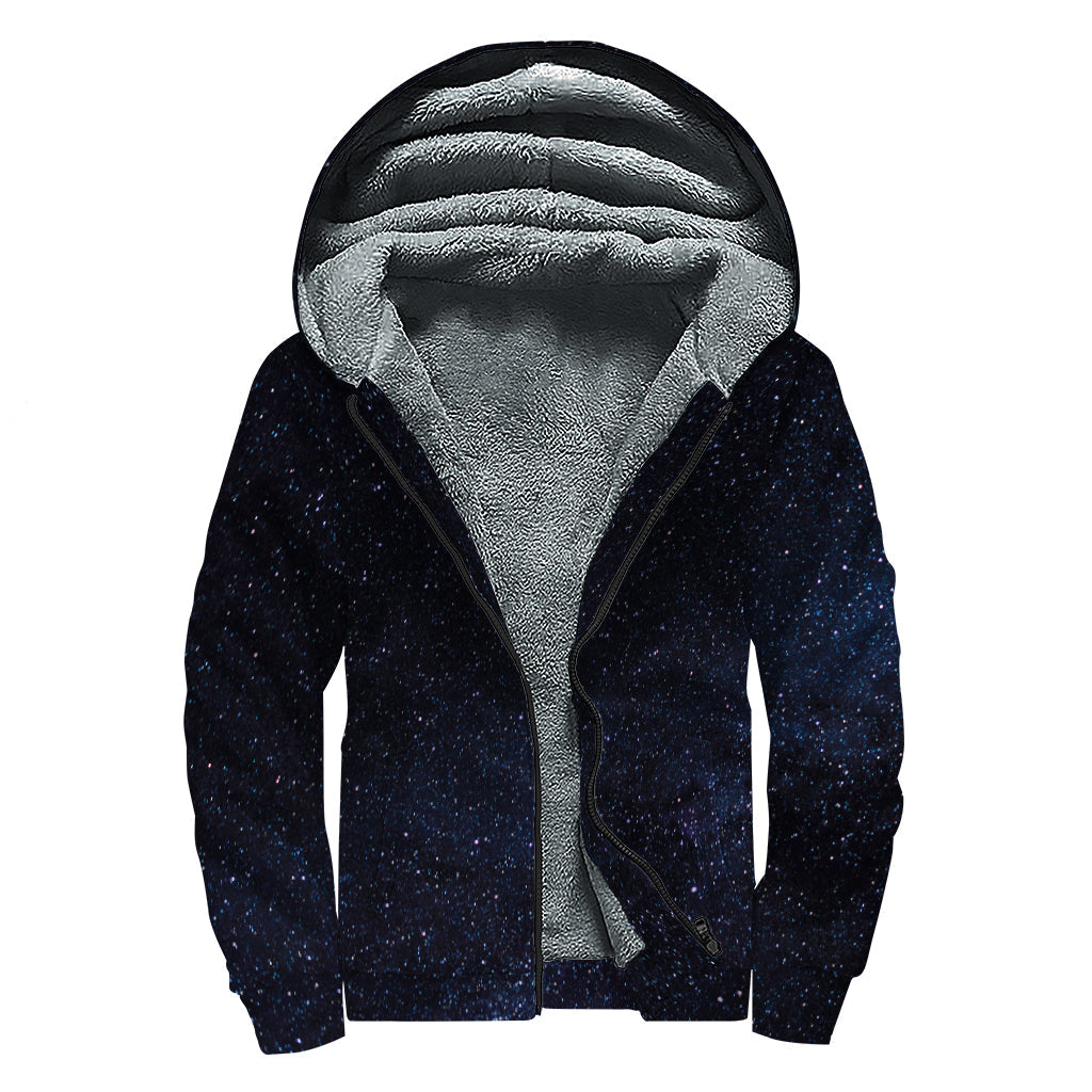 Dark Space Print Sherpa-Lined Zip Up Hoodie for Boho Babes - 1