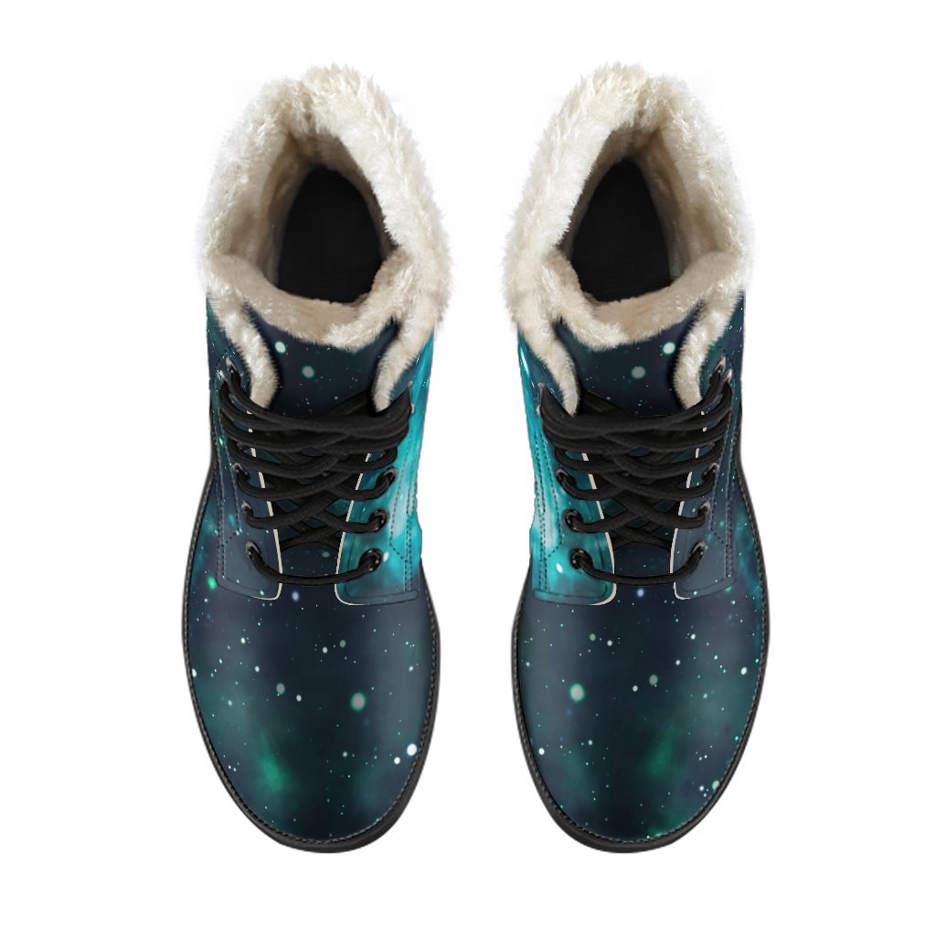 Dreamy Galaxy Space Faux Fur Leather Boots for Peace-Loving Hippies - 4