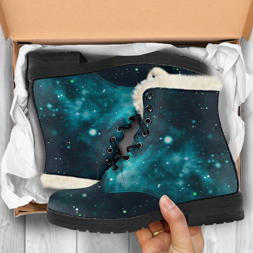 Dreamy Galaxy Space Faux Fur Leather Boots for Peace-Loving Hippies - 5