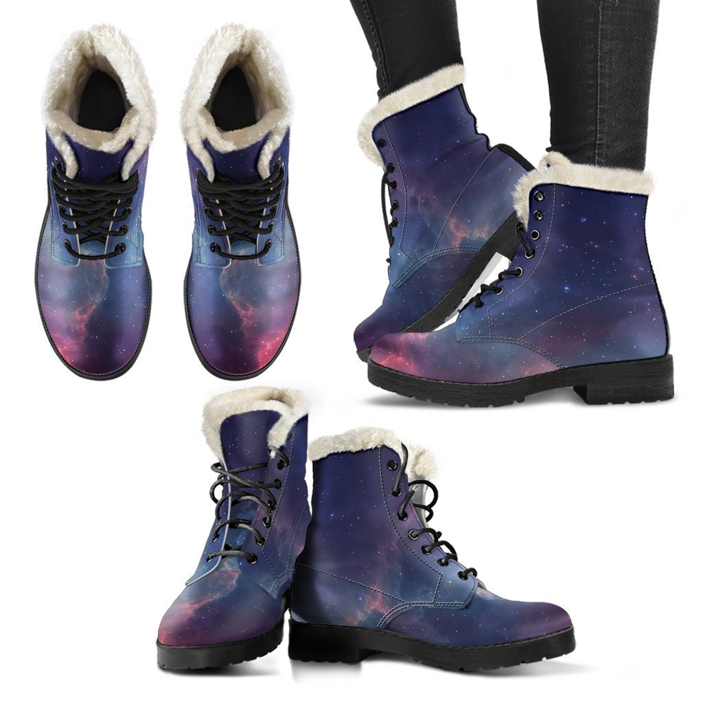 Dark Universe Galaxy Deep Space Faux Fur Leather Boots: Embrace Your Inner Hippie Style - 2