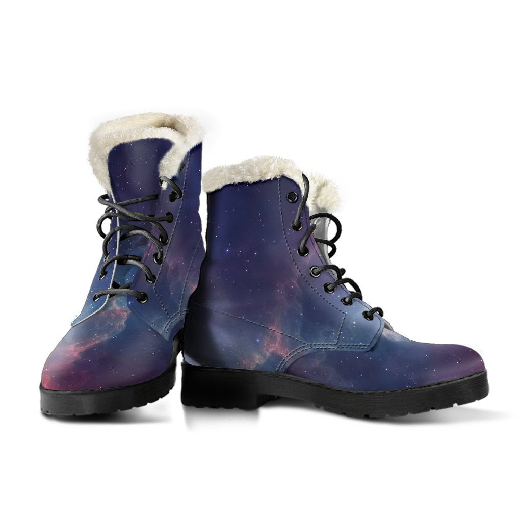 Dark Universe Galaxy Deep Space Faux Fur Leather Boots: Embrace Your Inner Hippie Style - 3