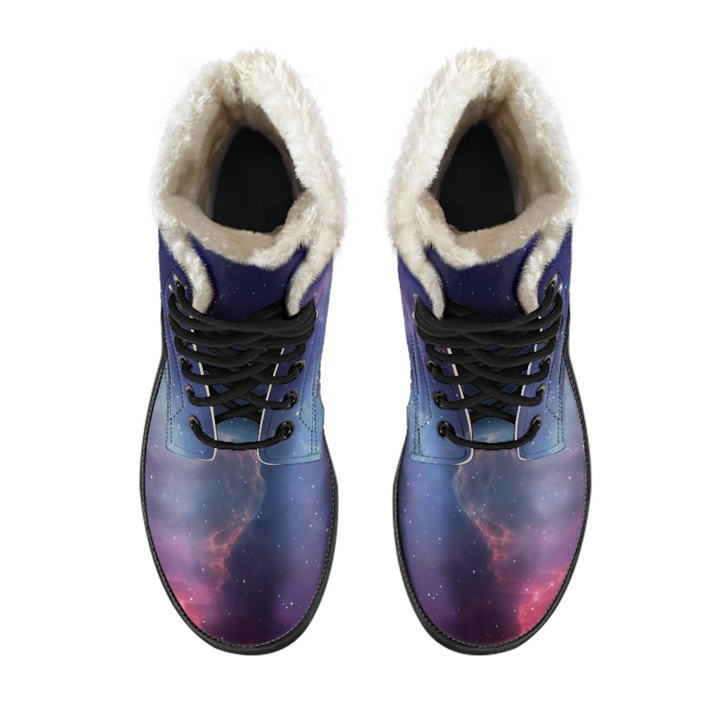 Dark Universe Galaxy Deep Space Faux Fur Leather Boots: Embrace Your Inner Hippie Style - 4