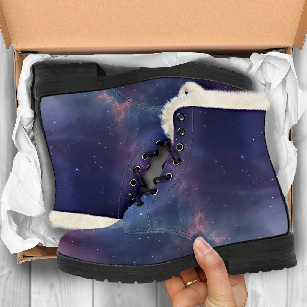 Dark Universe Galaxy Deep Space Faux Fur Leather Boots: Embrace Your Inner Hippie Style - 5