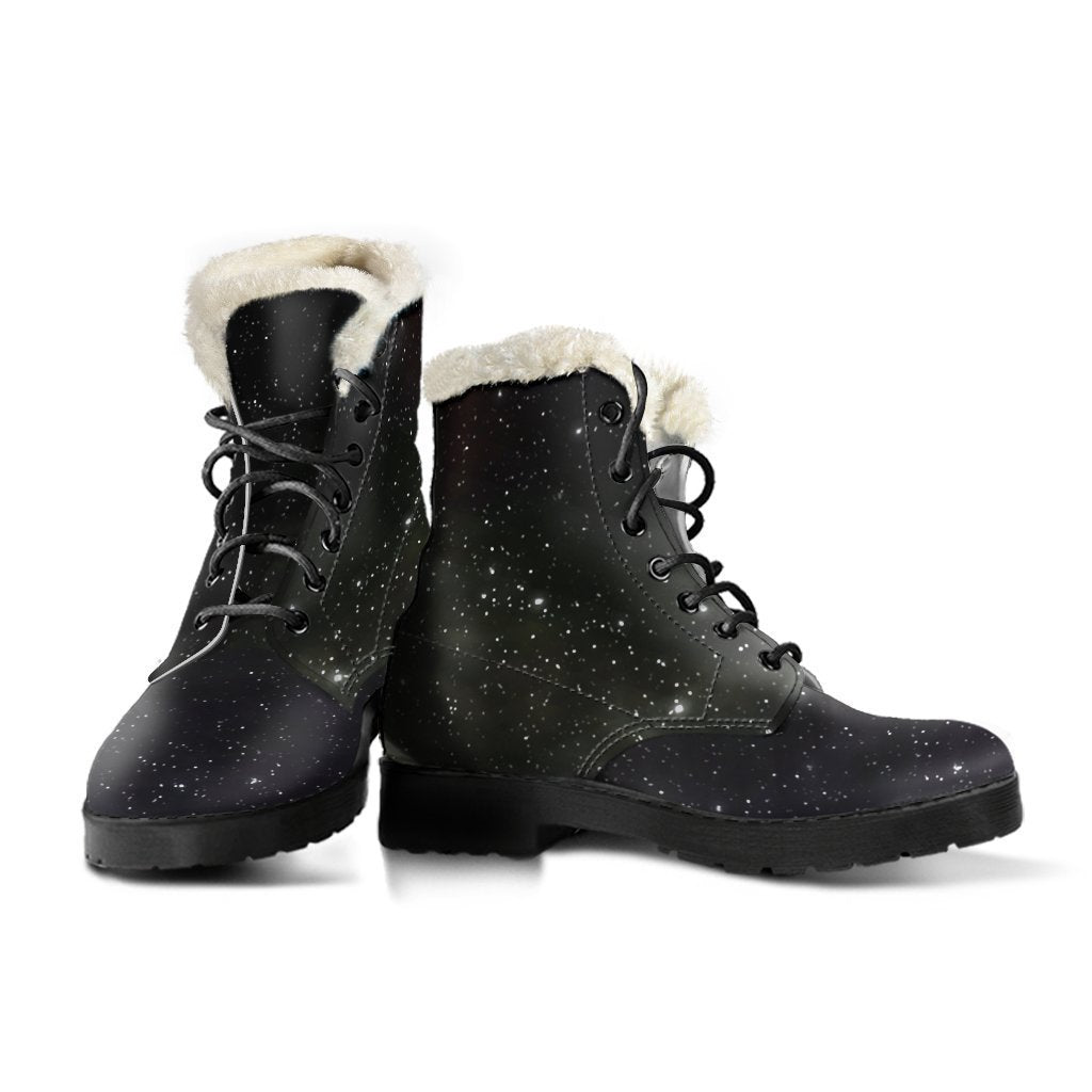 Dark Universe Galaxy Faux Fur Leather Boots for Cosmic Hippies - 3